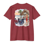Beach Motorcycle T‑Shirt — Retro Pin-Up Bikes at Tiki Bar