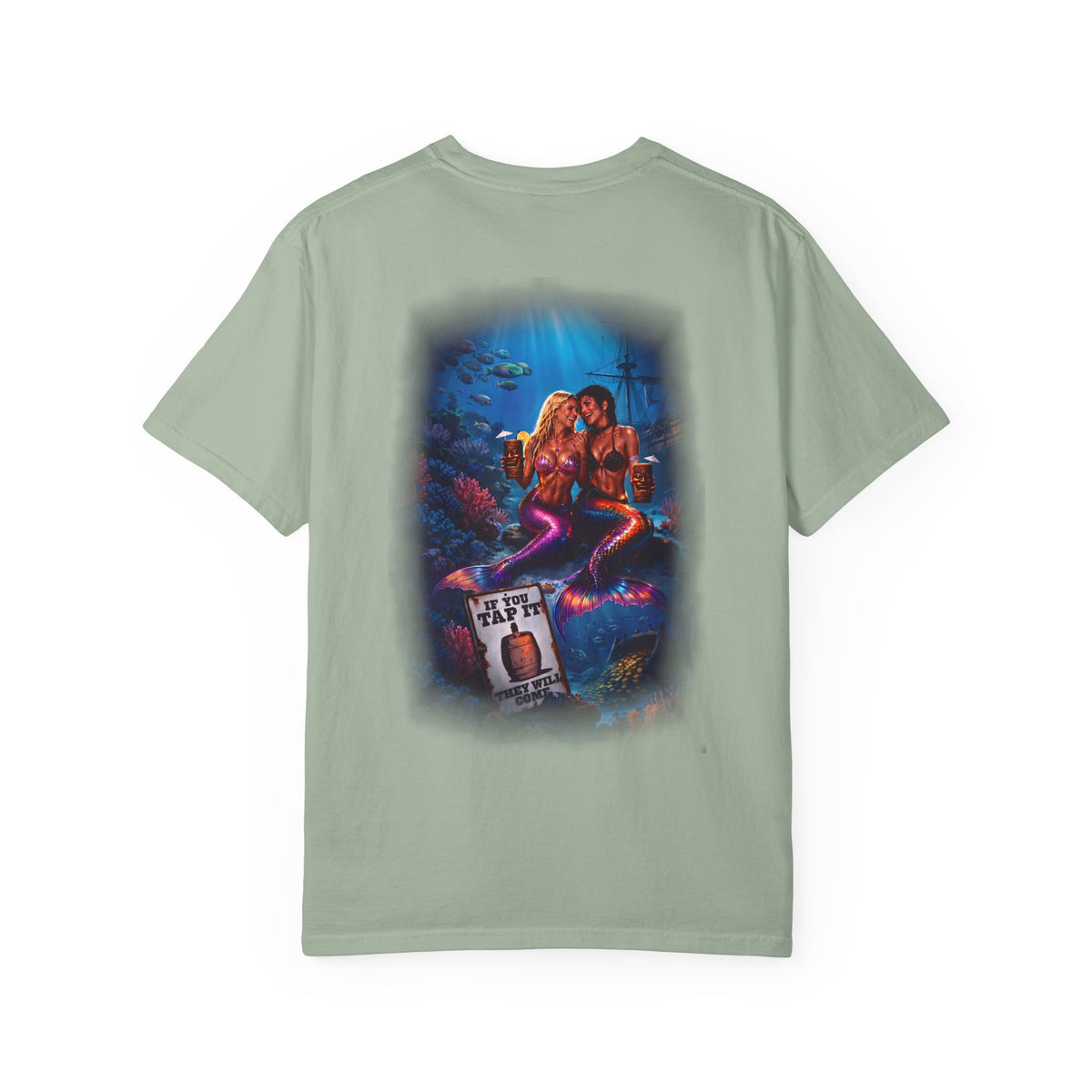 T-Shirt — Vintage Mermaid Dive Scene Graphic ("If you tap it, they will come")