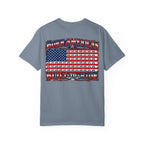 T-Shirt — "Born American, Built to Ride" Flag Motorcycle Graphic