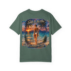 Beach T-Shirt — "Salt in the Air, Freedom in My Soul" Sunset Bikini Graphic
