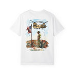 Military Tribute T‑Shirt — Chinook Soldier Watercolor Back Print (USA 250)