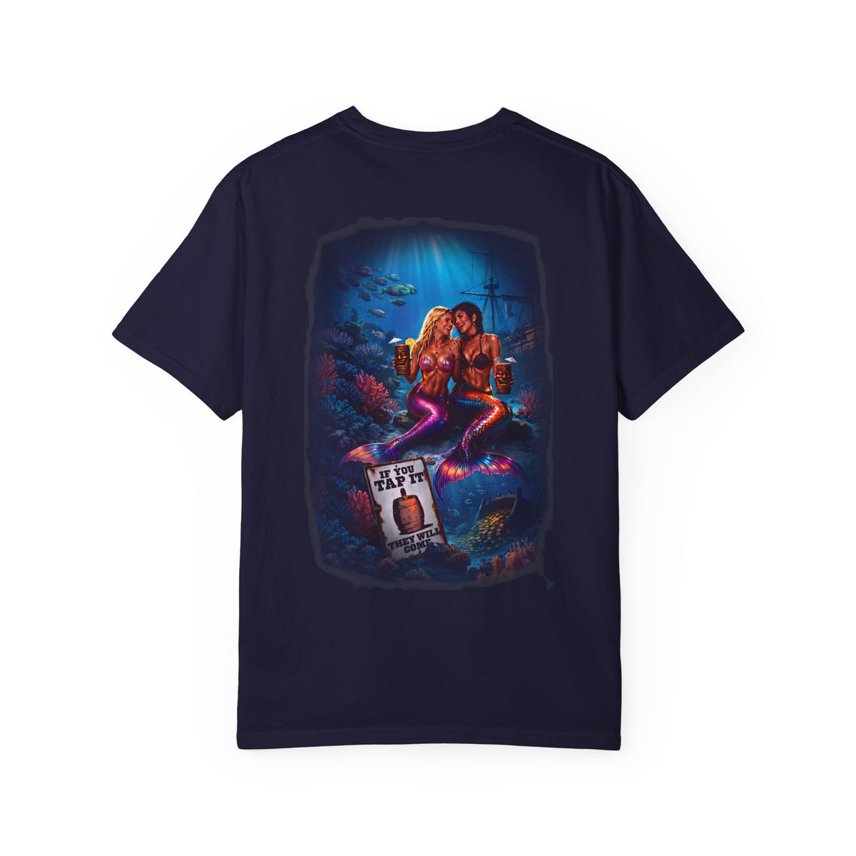 T-Shirt — Vintage Mermaid Dive Scene Graphic ("If you tap it, they will come")