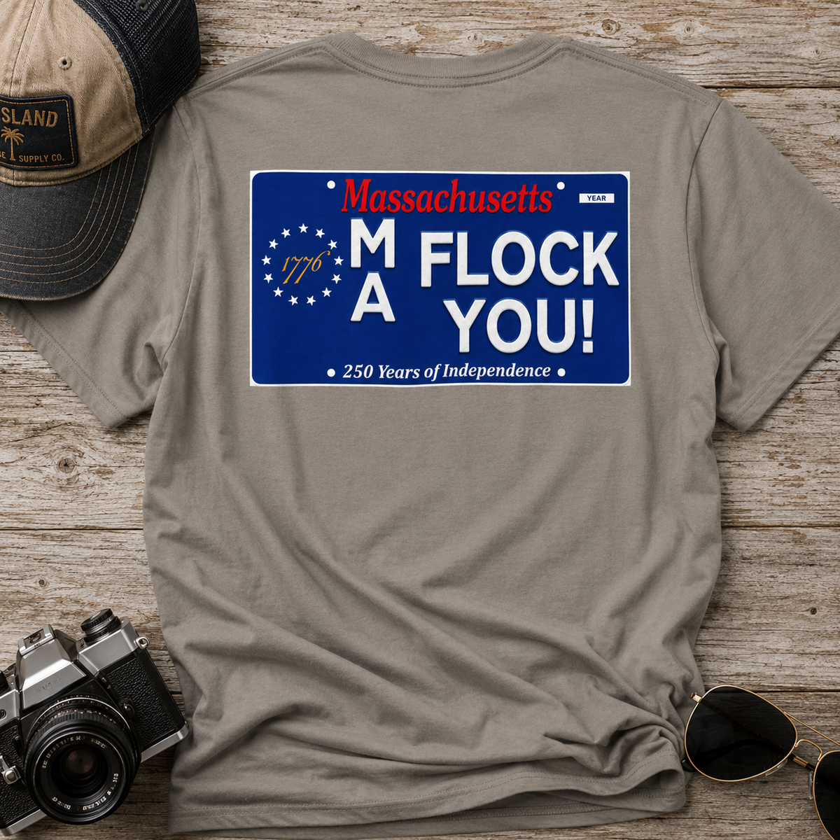 Massachusetts “Flock You” Graphic T-Shirt — Patriotic 250 Years of Independence Tee