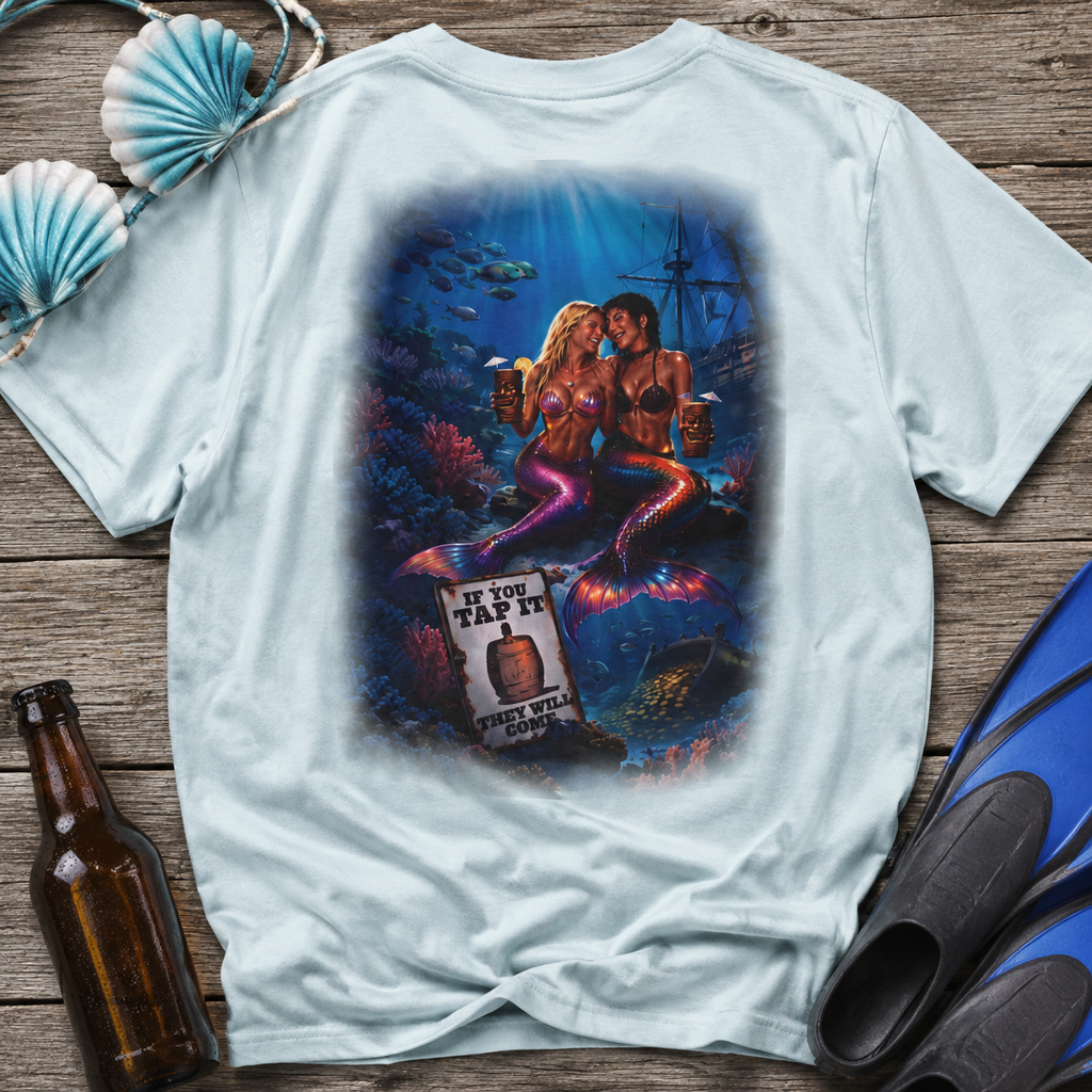 T-Shirt — Vintage Mermaid Dive Scene Graphic ("If you tap it, they will come")