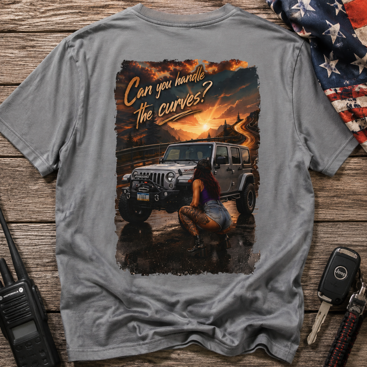 Jeep Adventure T-Shirt — "Can You Handle the Curves?" Off-Road Graphic Tee