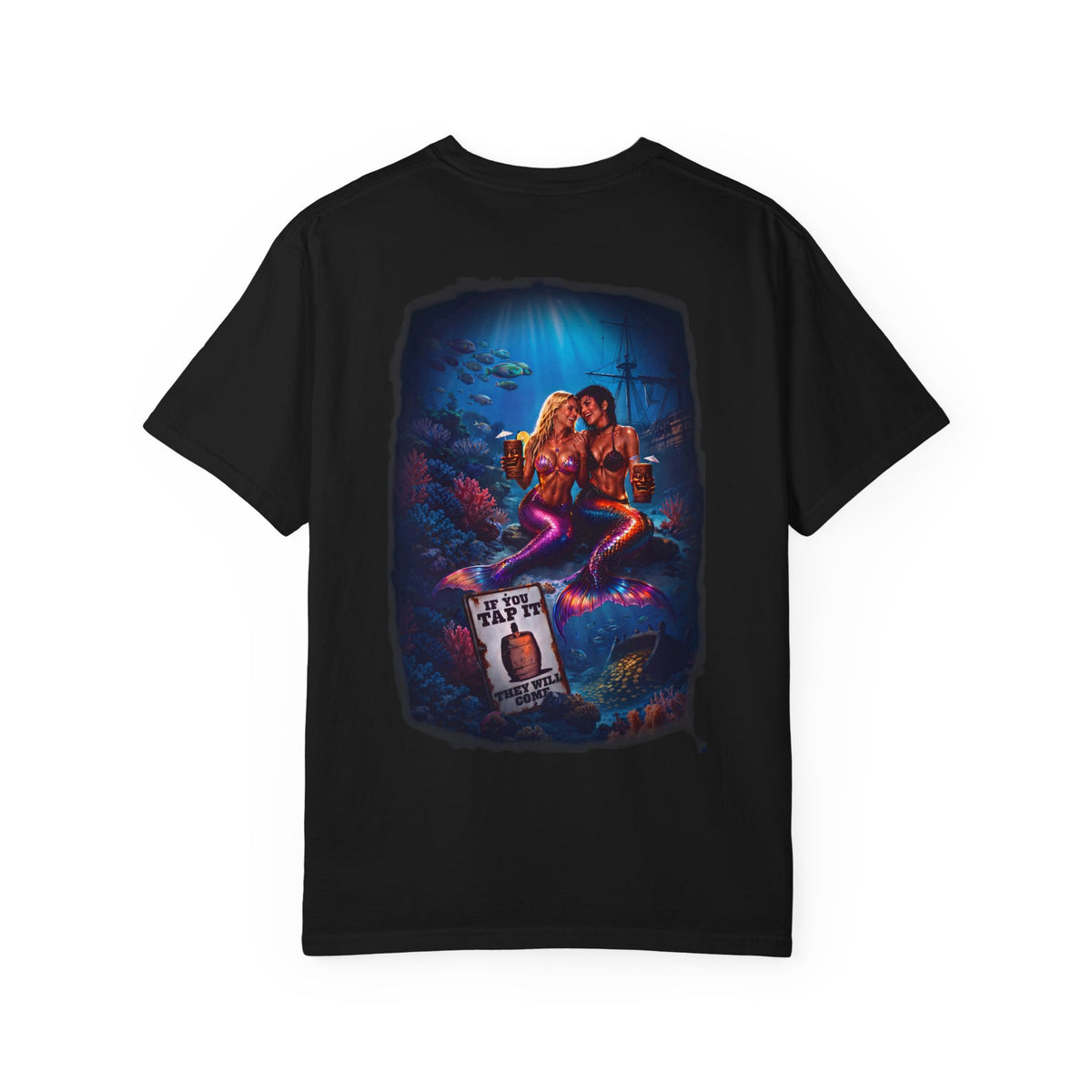 T-Shirt — Vintage Mermaid Dive Scene Graphic ("If you tap it, they will come")