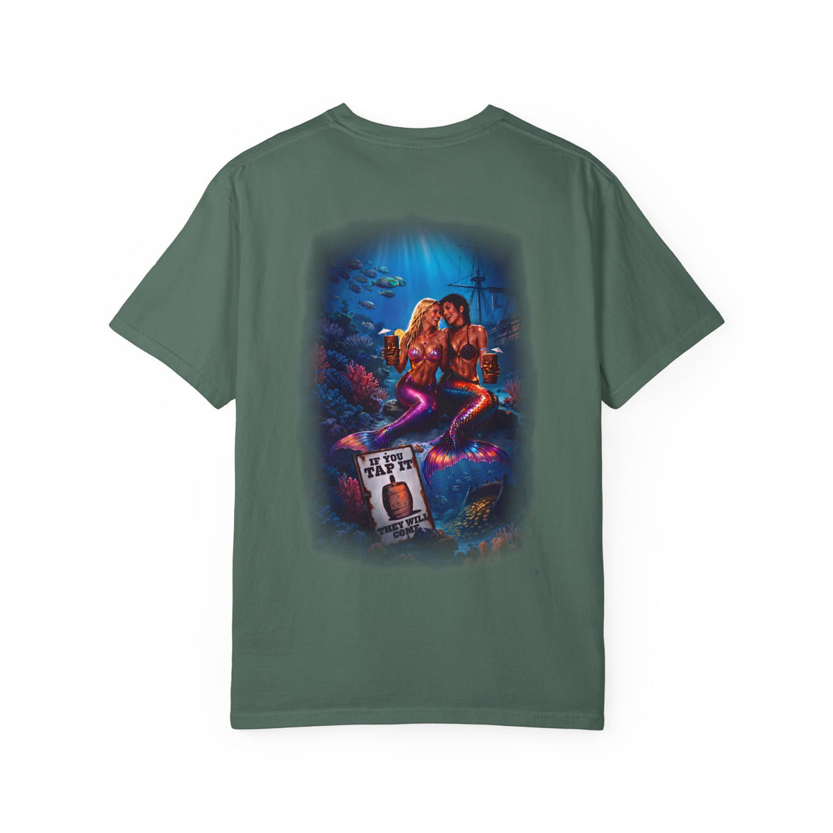 T-Shirt — Vintage Mermaid Dive Scene Graphic ("If you tap it, they will come")