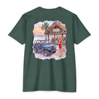 Beach Jeep T‑Shirt — Tropical Tiki Bar Sunset Graphic Tee