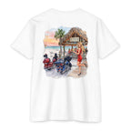 Beach Motorcycle T‑Shirt — Retro Pin-Up Bikes at Tiki Bar
