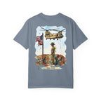 Military Tribute T‑Shirt — Chinook Soldier Watercolor Back Print (USA 250)
