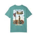 Military Tribute T‑Shirt — Chinook Soldier Watercolor Back Print (USA 250)
