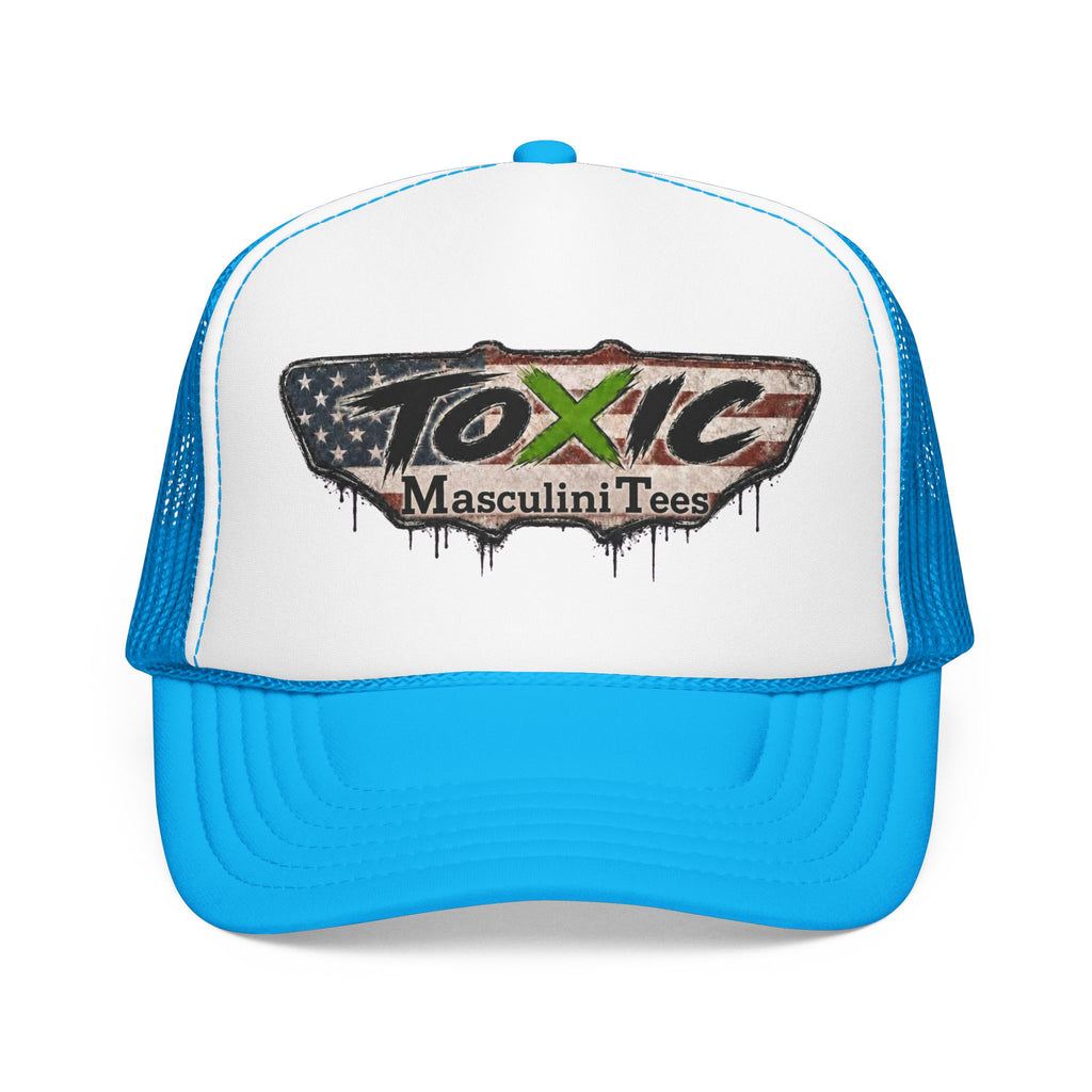 Toxic Masculini Tees Trucker Hat — Vintage American Flag Foam Cap