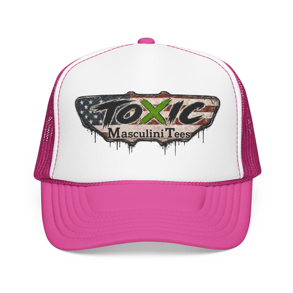 Toxic Masculini Tees Trucker Hat — Vintage American Flag Foam Cap