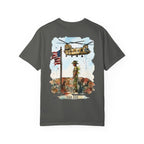 Military Tribute T‑Shirt — Chinook Soldier Watercolor Back Print (USA 250)