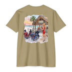 Beach Motorcycle T‑Shirt — Retro Pin-Up Bikes at Tiki Bar
