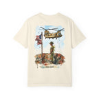 Military Tribute T‑Shirt — Chinook Soldier Watercolor Back Print (USA 250)