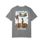 Military Tribute T‑Shirt — Chinook Soldier Watercolor Back Print (USA 250)