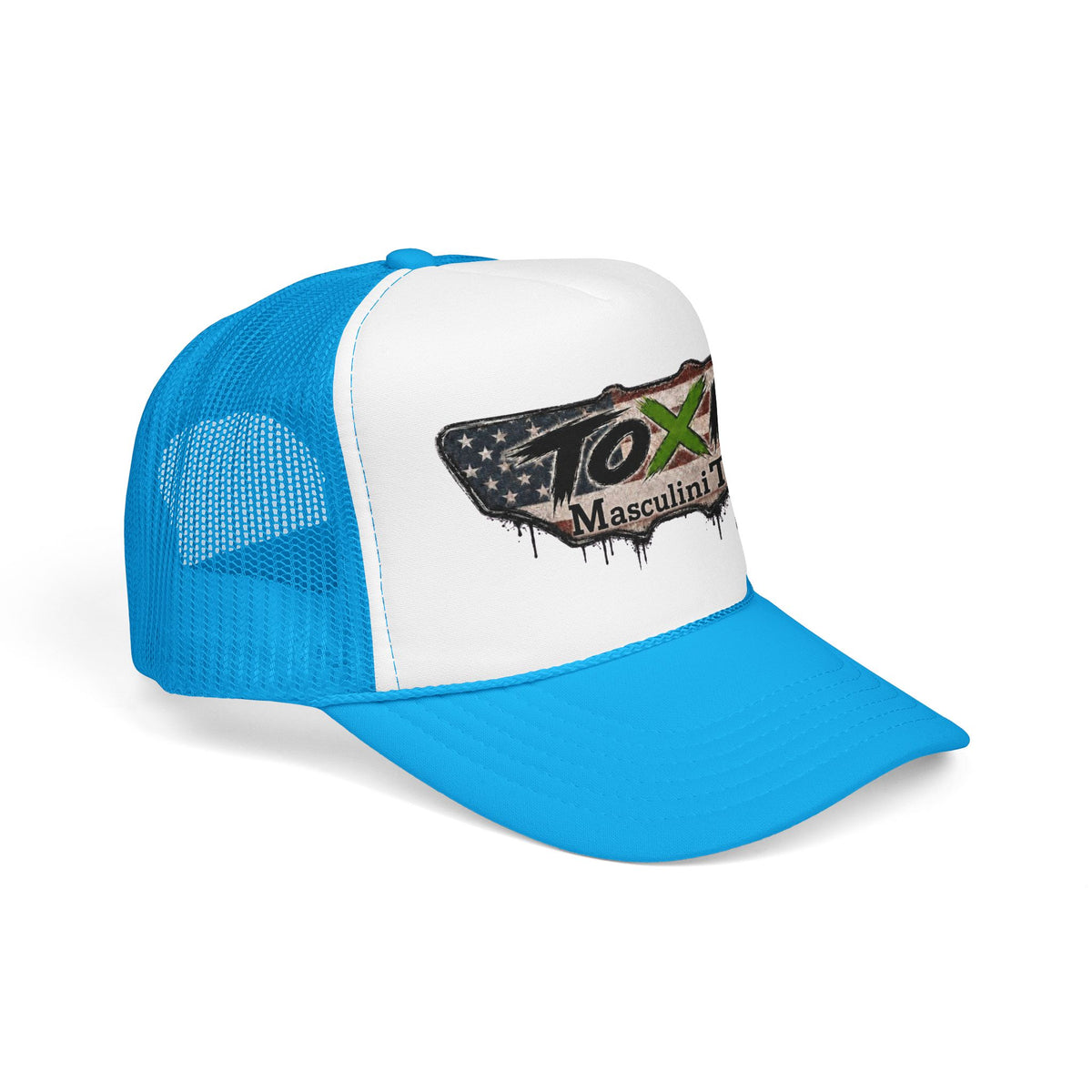 Toxic Masculini Tees Trucker Hat — Vintage American Flag Foam Cap