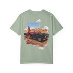 Vintage Roadtrip T-Shirt — Woman by Classic Car Desert Scene